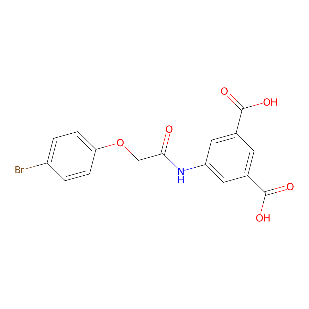 5-{[(4-Bromophenoxy)acetyl]amino}benzene-1,3-dicarboxylic acid molecular structure, CAS 428848-65-1