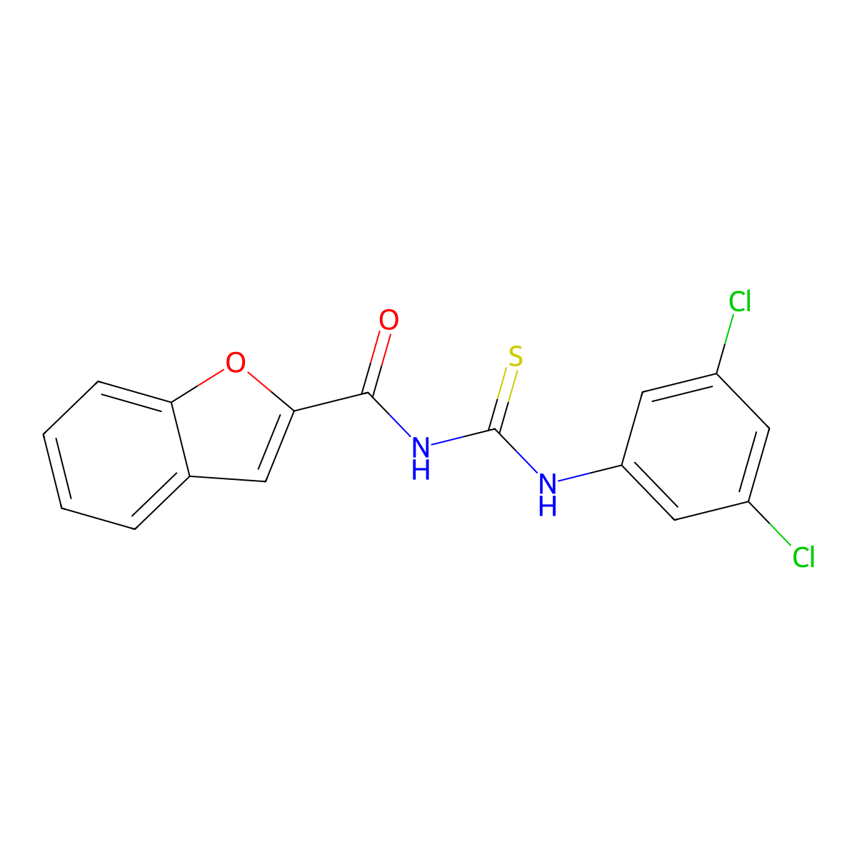 N-[(3,5-dichlorophenyl)carbamothioyl]-1-benzofuran-2-carboxamide molecular structure, CAS 428848-66-2