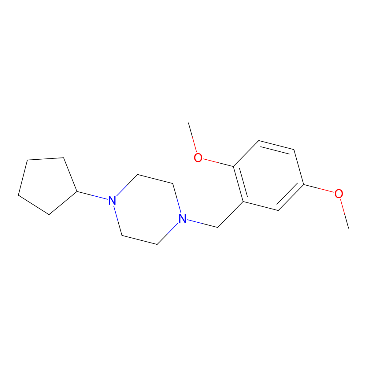 1-Cyclopentyl-4-(2,5-dimethoxybenzyl)piperazine molecular structure, CAS 428848-79-7