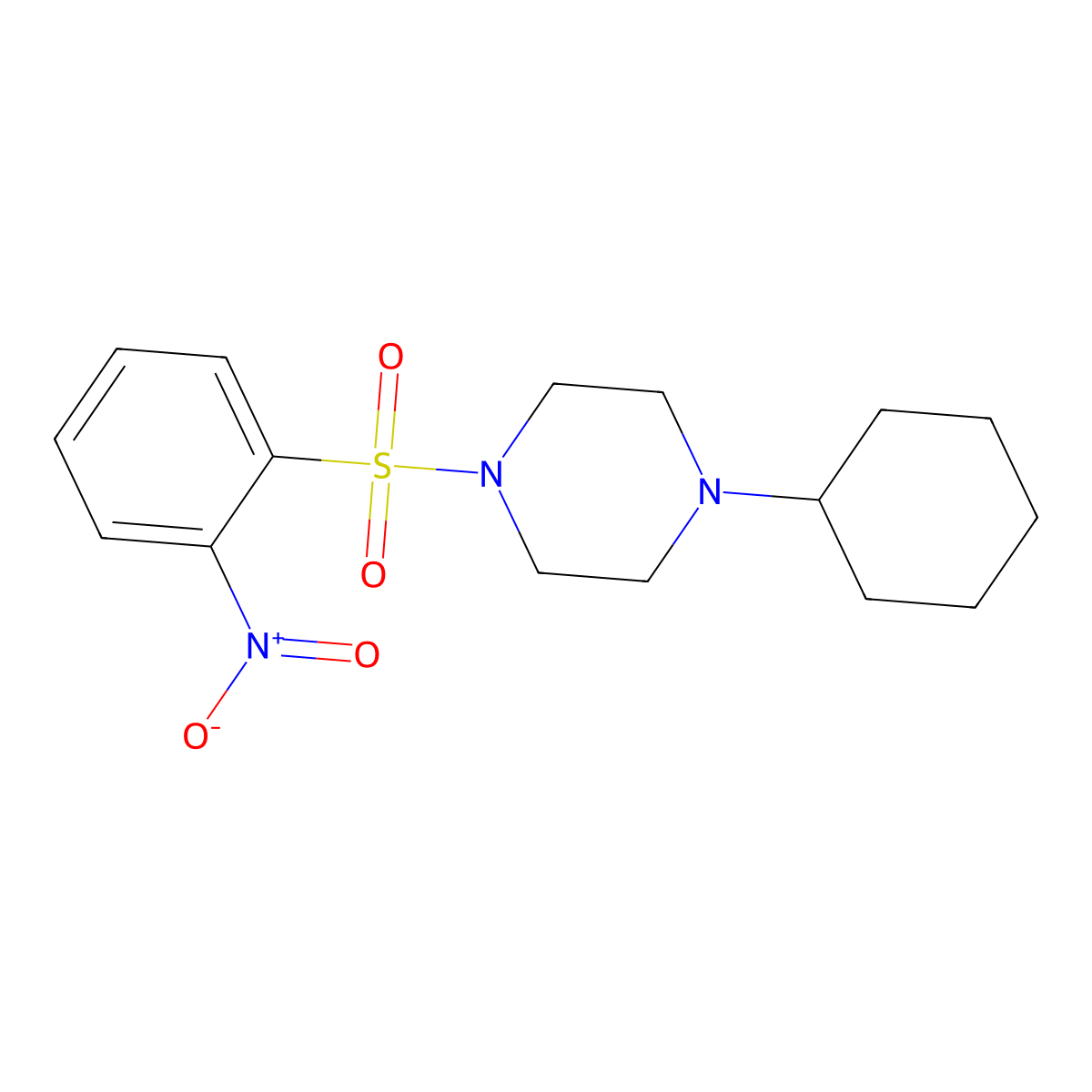 1-Cyclohexyl-4-(2-nitrophenyl)sulfonylpiperazine molecular structure, CAS 428848-81-1