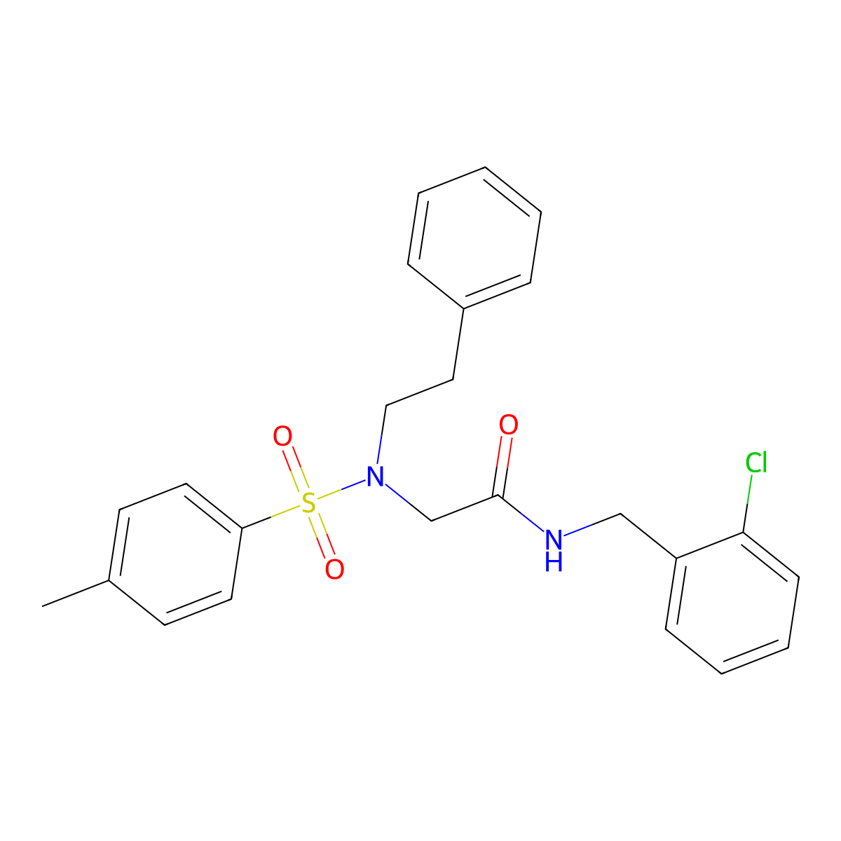 N-(2-chlorobenzyl)-N~2~-[(4-methylphenyl)sulfonyl]-N~2~-(2-phenylethyl)glycinamide molecular structure, CAS 428848-89-9