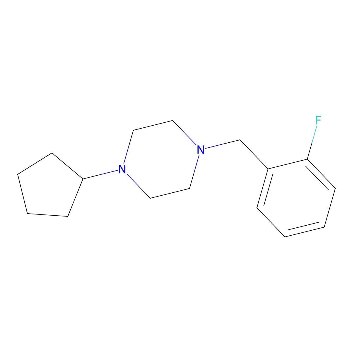 1-Cyclopentyl-4-[(2-fluorophenyl)methyl]piperazine molecular structure, CAS 428848-91-3