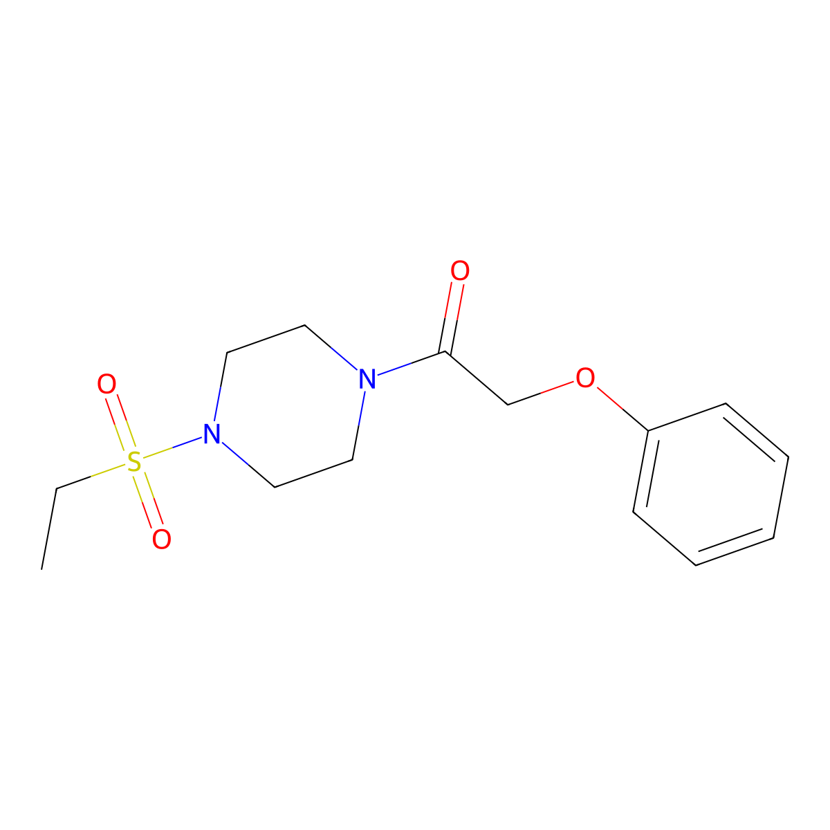 1-(4-Ethylsulfonylpiperazin-1-yl)-2-phenoxyethanone molecular structure, CAS 428848-94-6