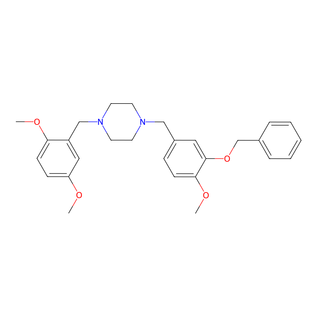 1-[3-(Benzyloxy)-4-methoxybenzyl]-4-(2,5-dimethoxybenzyl)piperazine molecular structure, CAS 428848-98-0