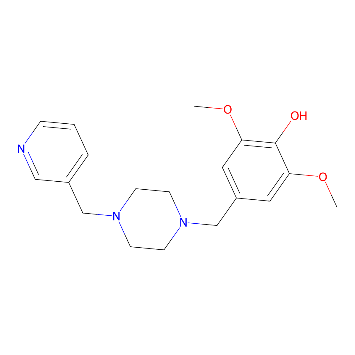 2,6-Dimethoxy-4-[[4-(pyridin-3-ylmethyl)piperazin-1-yl]methyl]phenol molecular structure, CAS 428849-09-6
