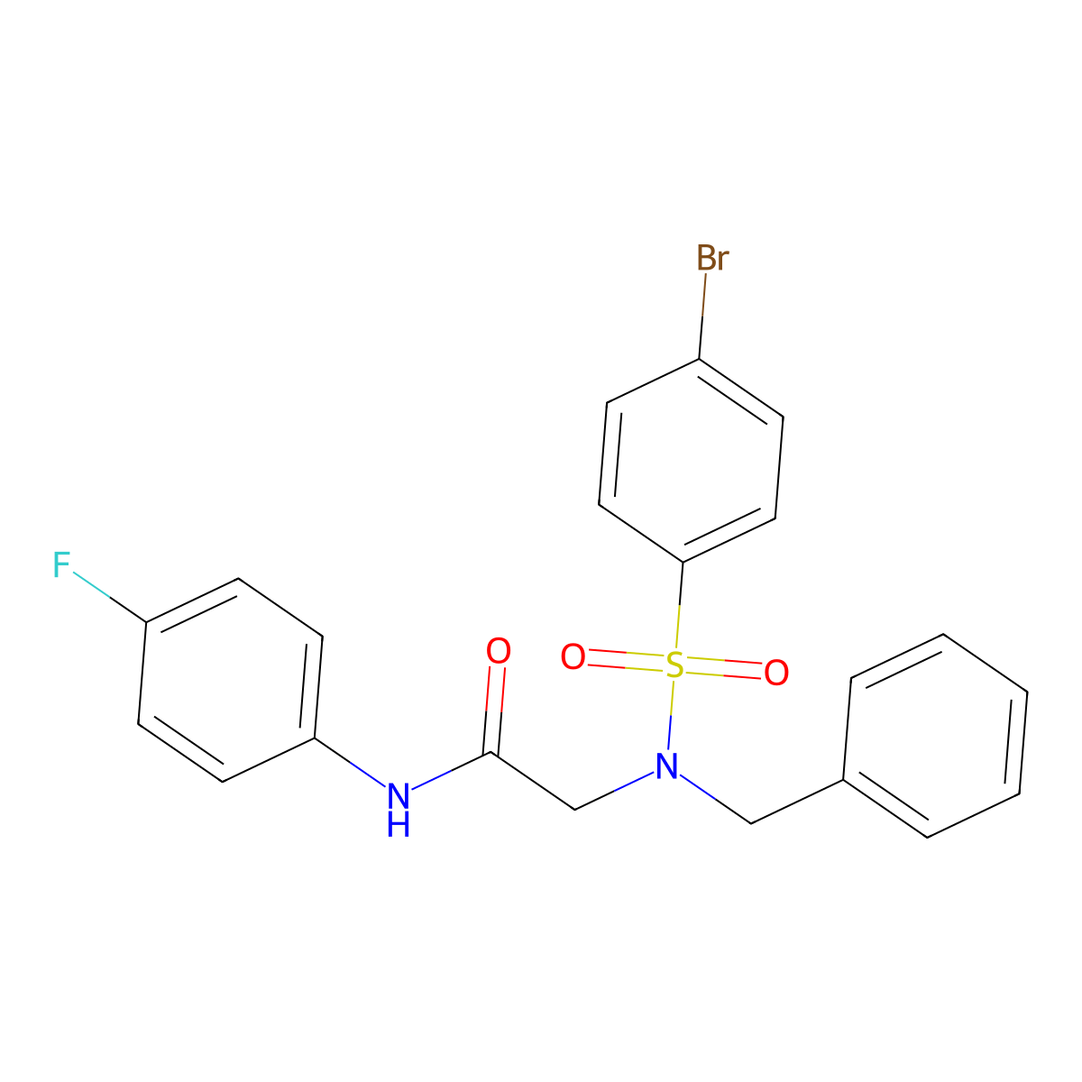 2-[benzyl-(4-bromophenyl)sulfonylamino]-N-(4-fluorophenyl)acetamide molecular structure, CAS 428849-15-4