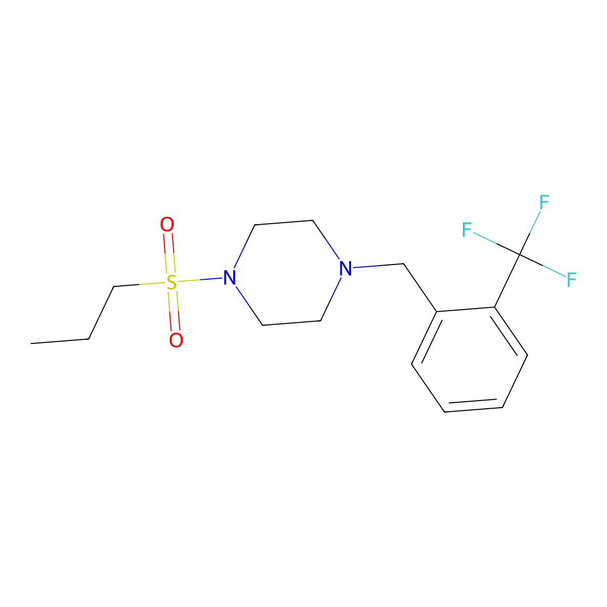 1-Propylsulfonyl-4-[[2-(trifluoromethyl)phenyl]methyl]piperazine molecular structure, CAS 428849-20-1