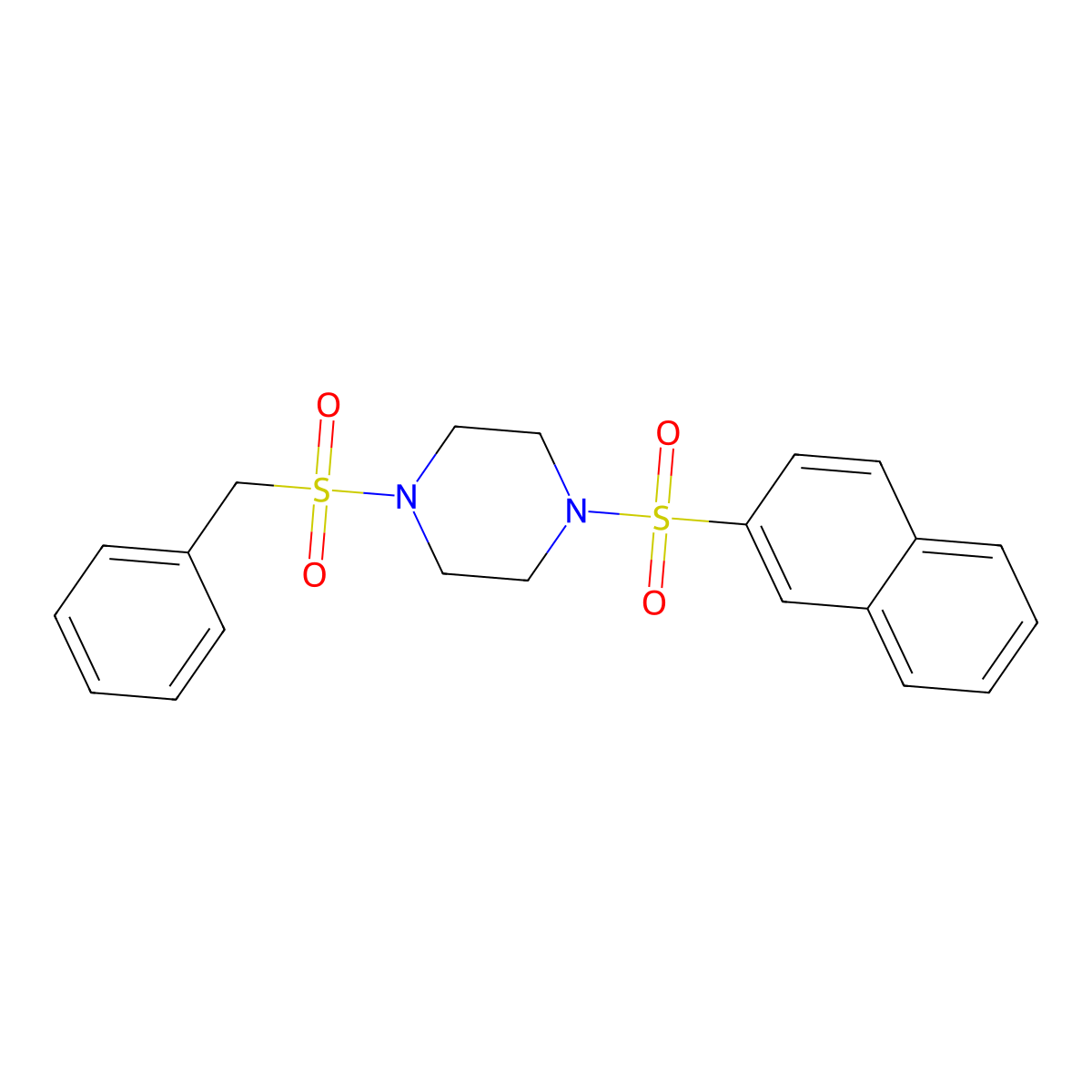 1-(Benzylsulfonyl)-4-(naphthalen-2-ylsulfonyl)piperazine molecular structure, CAS 428849-21-2