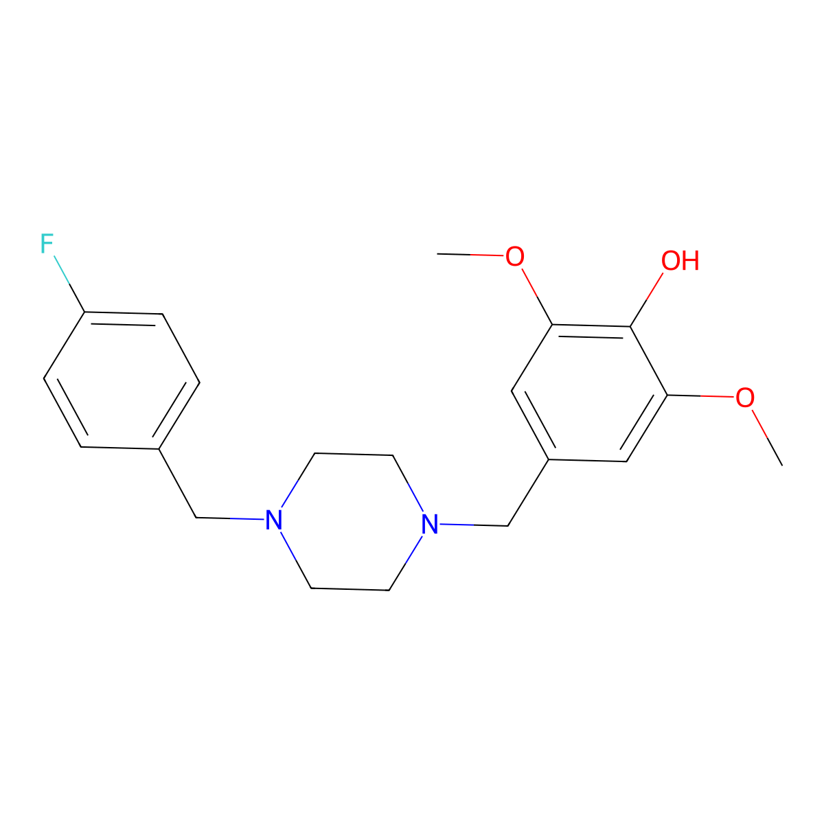 4-[[4-[(4-Fluorophenyl)methyl]piperazin-1-yl]methyl]-2,6-dimethoxyphenol molecular structure, CAS 428849-30-3
