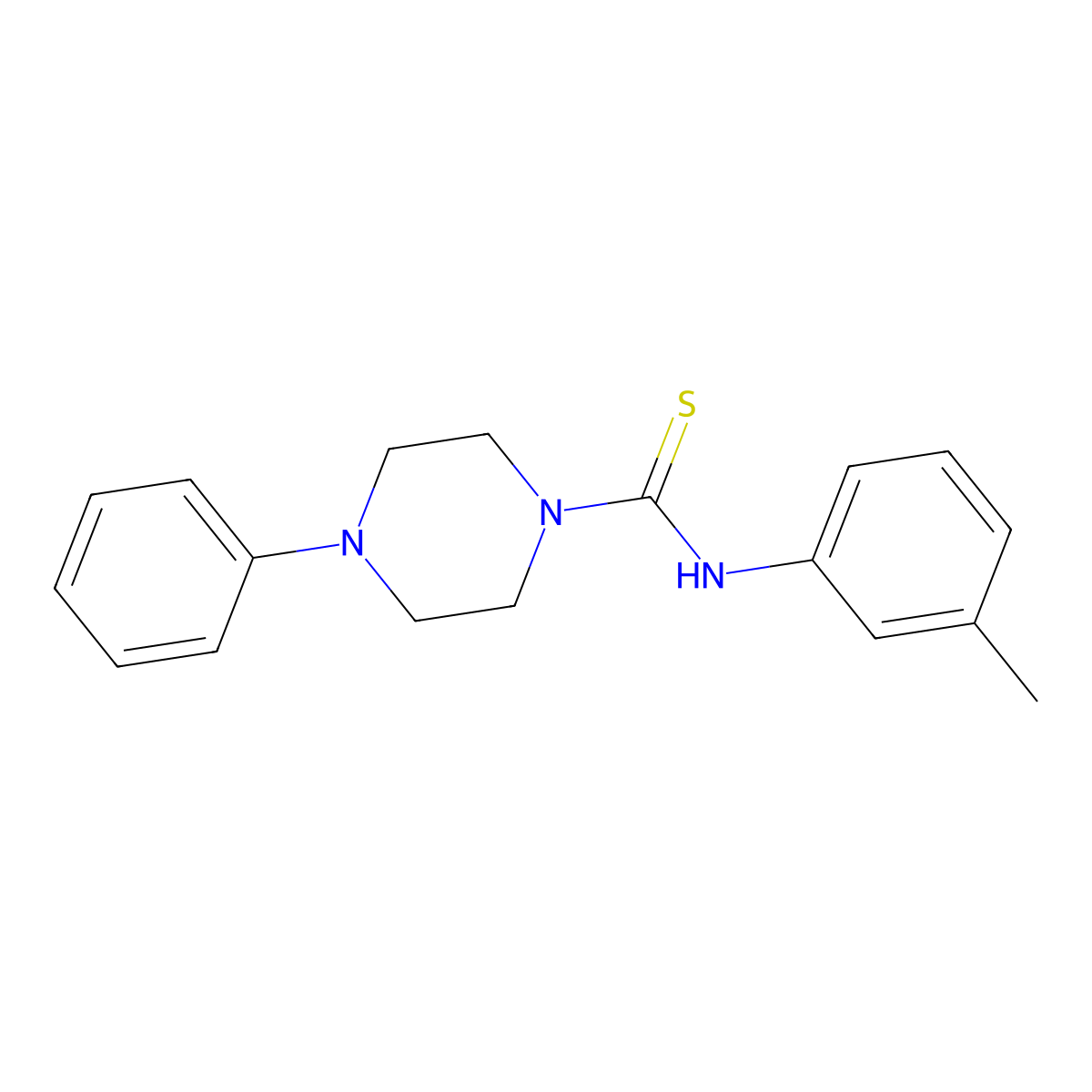 N-(3-methylphenyl)-4-phenylpiperazine-1-carbothioamide molecular structure, CAS 428849-35-8