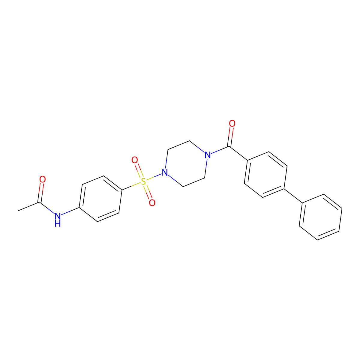 N-[4-[4-(4-phenylbenzoyl)piperazin-1-yl]sulfonylphenyl]acetamide molecular structure, CAS 428849-41-6