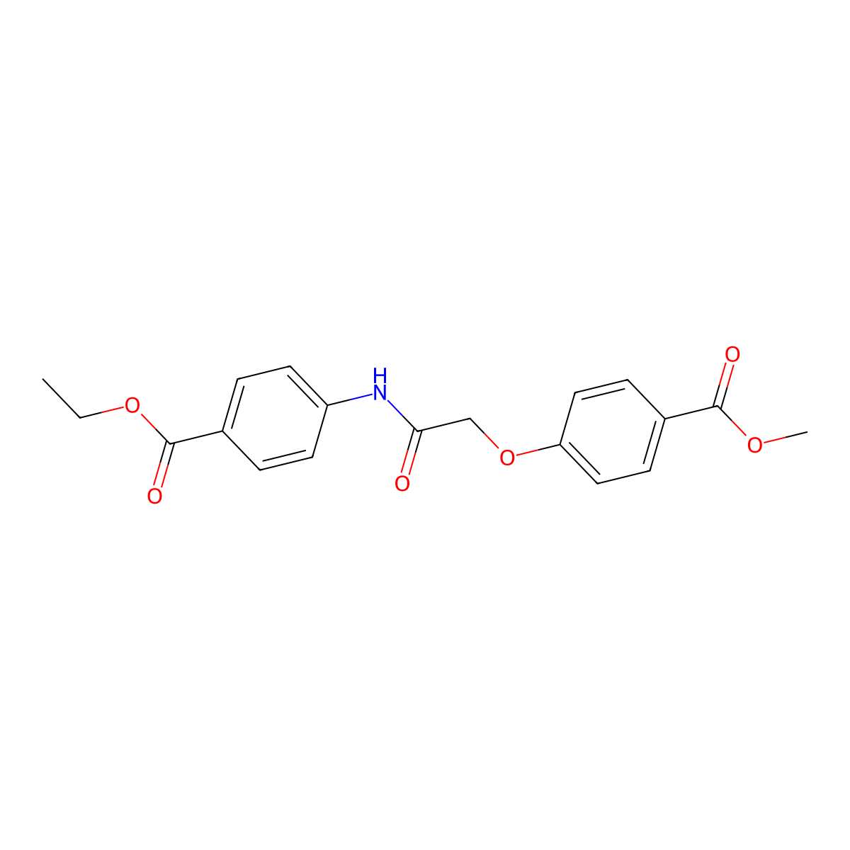 Ethyl 4-[[2-(4-methoxycarbonylphenoxy)acetyl]amino]benzoate molecular structure, CAS 428849-42-7