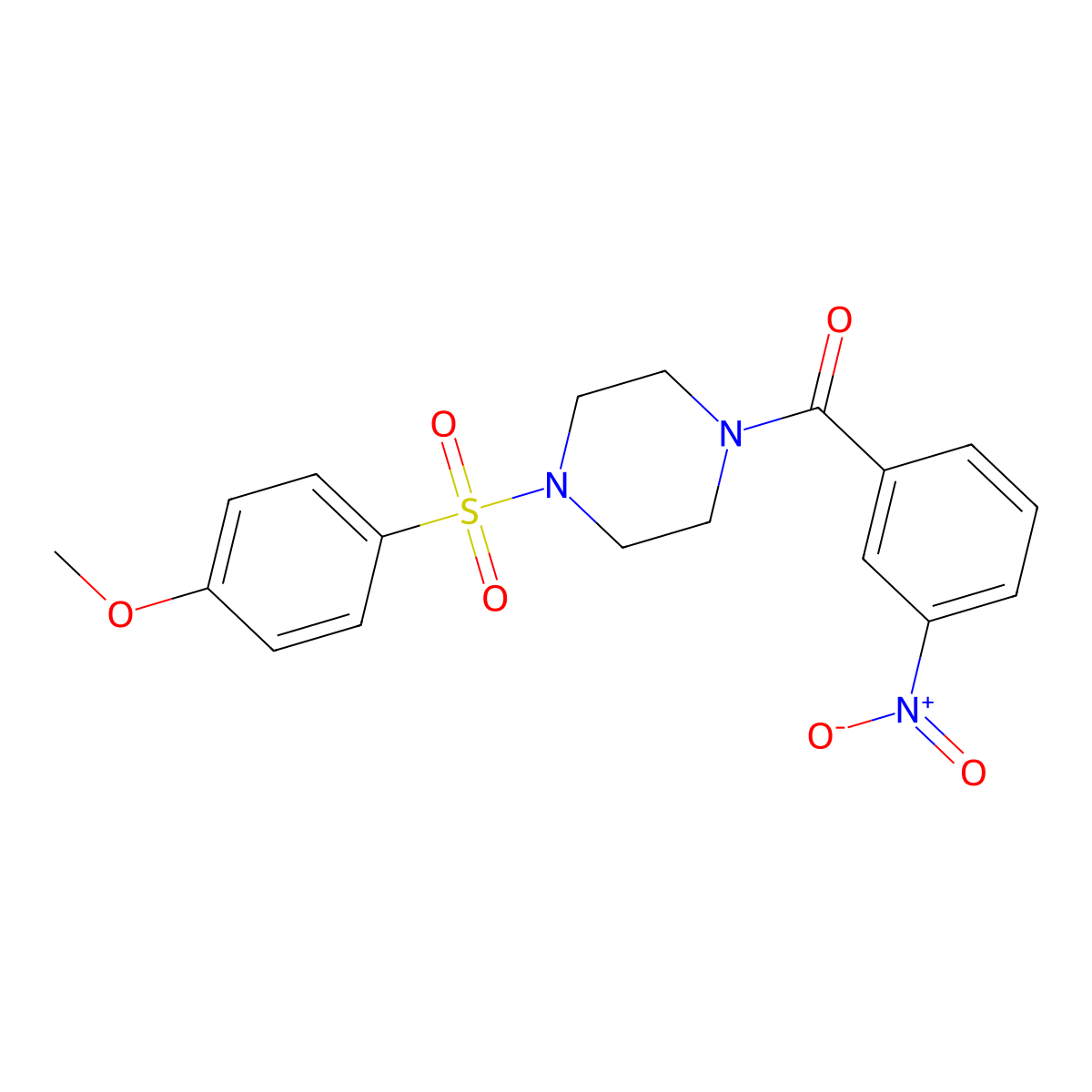 [4-(4-Methoxyphenyl)sulfonylpiperazin-1-yl]-(3-nitrophenyl)methanone molecular structure, CAS 428849-50-7