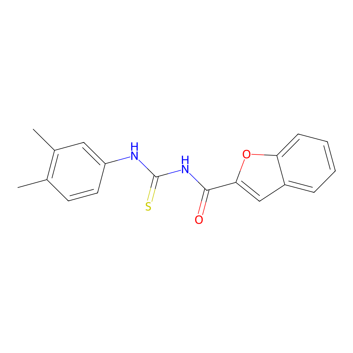 N-[(3,4-dimethylphenyl)carbamothioyl]-1-benzofuran-2-carboxamide molecular structure, CAS 428849-51-8