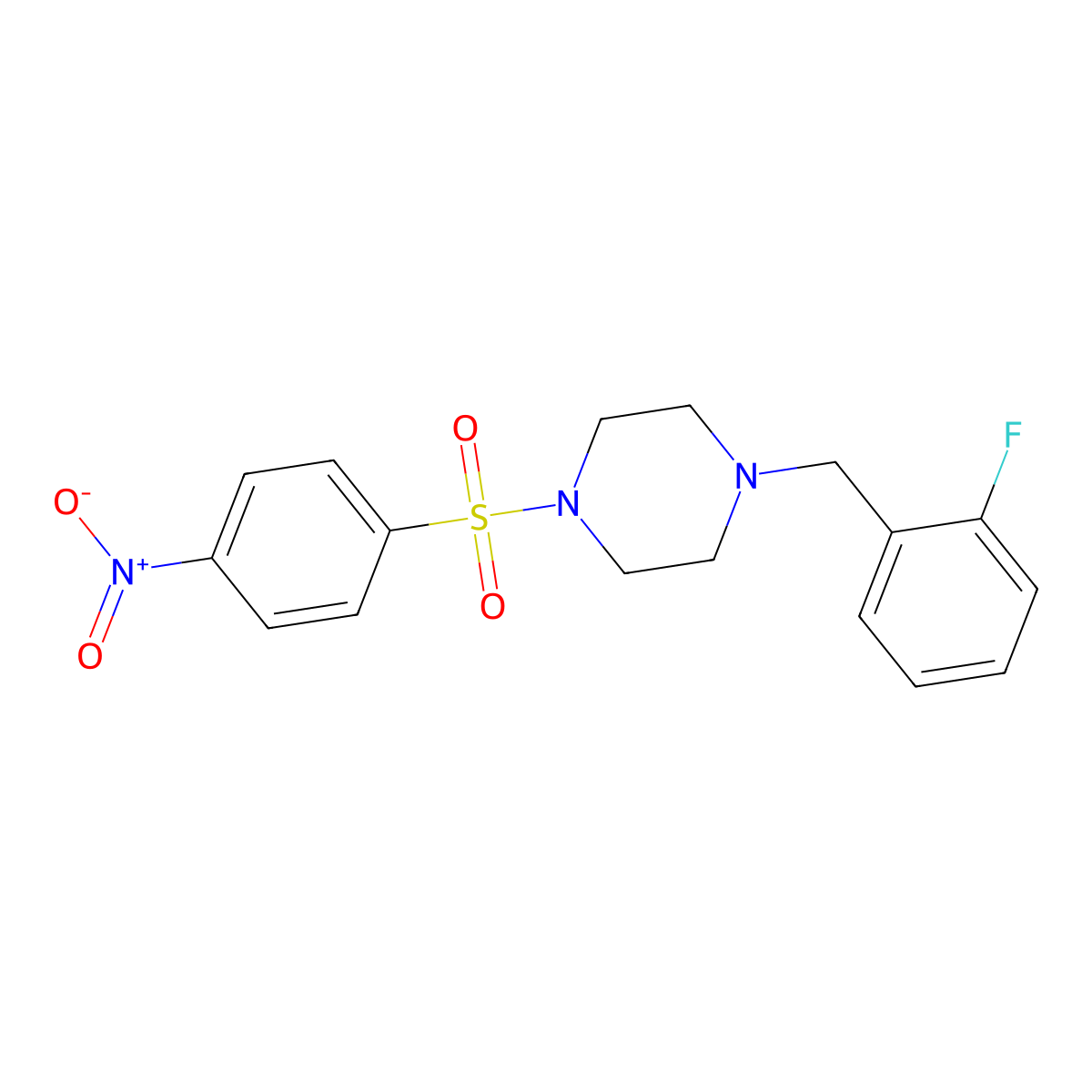 1-(2-Fluorobenzyl)-4-[(4-nitrophenyl)sulfonyl]piperazine molecular structure, CAS 428849-53-0