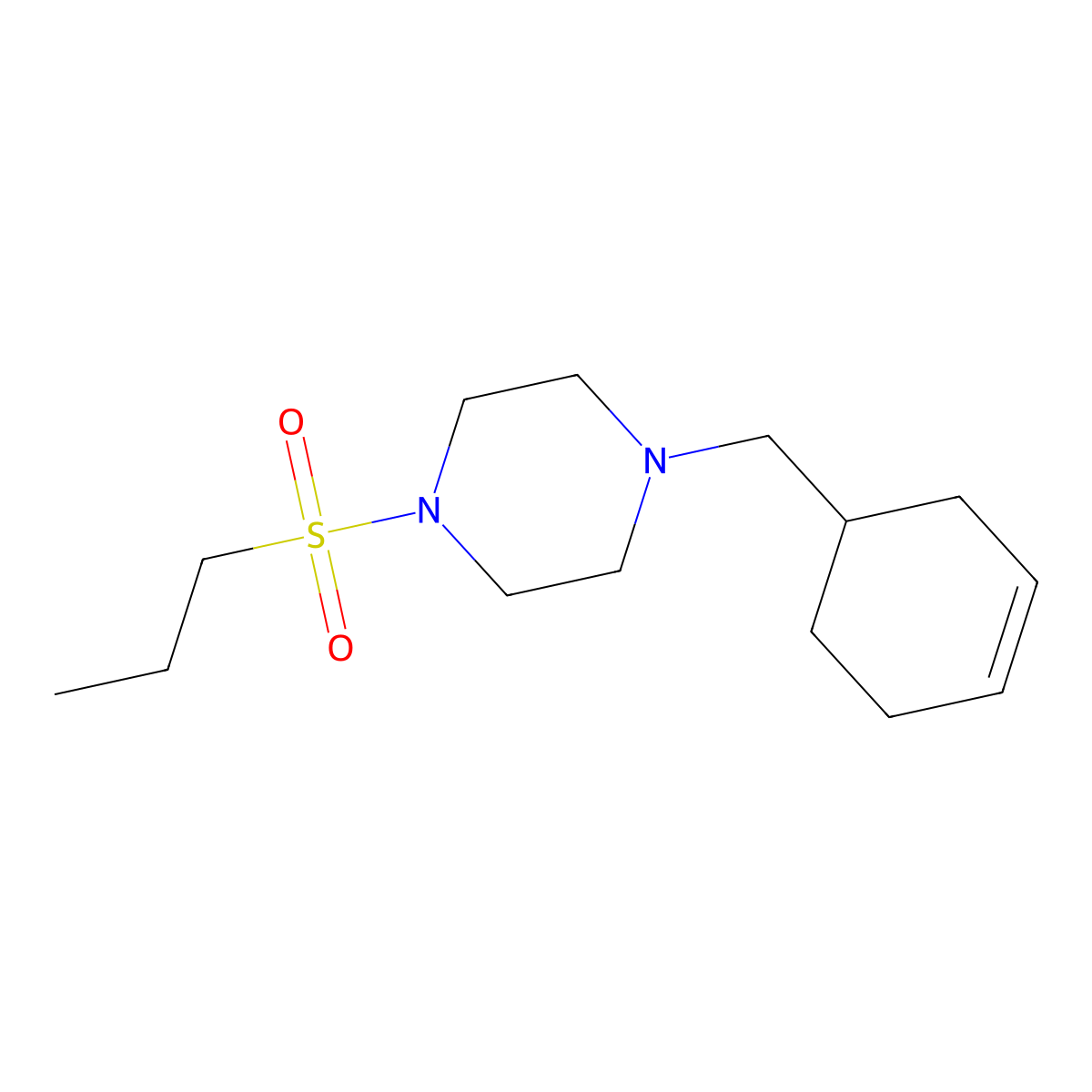1-(Cyclohex-3-en-1-ylmethyl)-4-propylsulfonylpiperazine molecular structure, CAS 428849-55-2