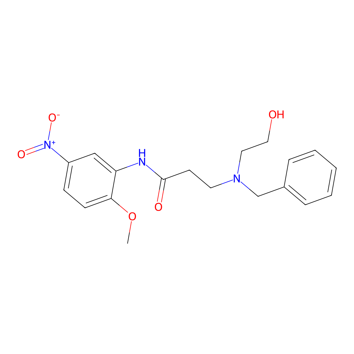 3-[benzyl(2-hydroxyethyl)amino]-N-(2-methoxy-5-nitrophenyl)propanamide molecular structure, CAS 428849-61-0