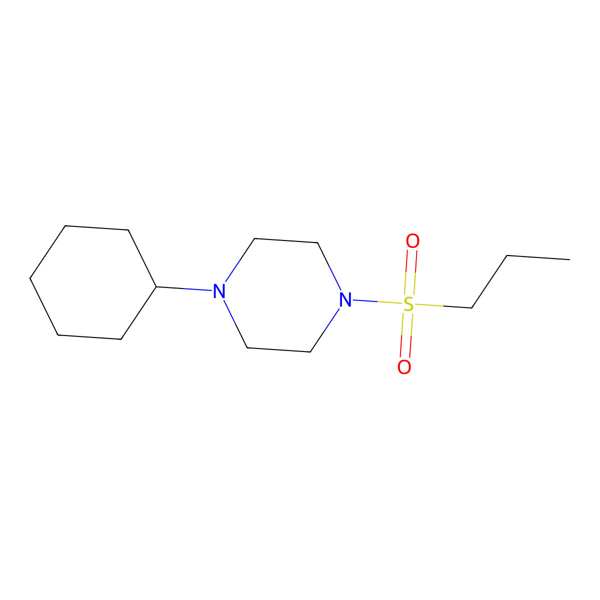 1-Cyclohexyl-4-(propylsulfonyl)piperazine molecular structure, CAS 428849-69-8