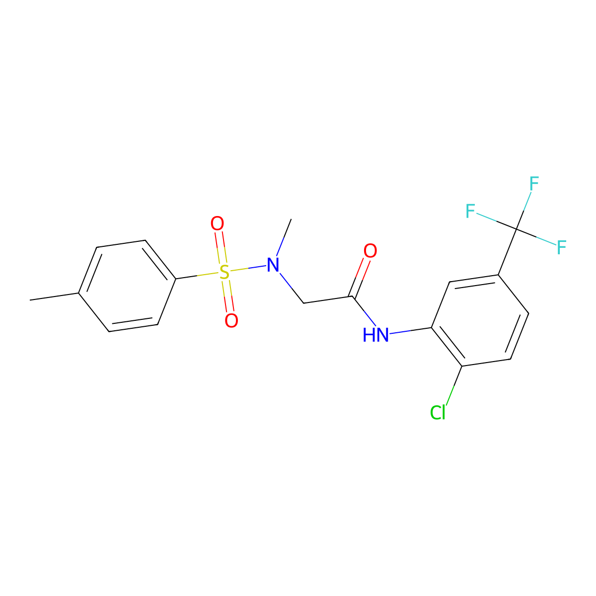 N-[2-chloro-5-(trifluoromethyl)phenyl]-2-[methyl-(4-methylphenyl)sulfonylamino]acetamide molecular structure, CAS 428849-74-5