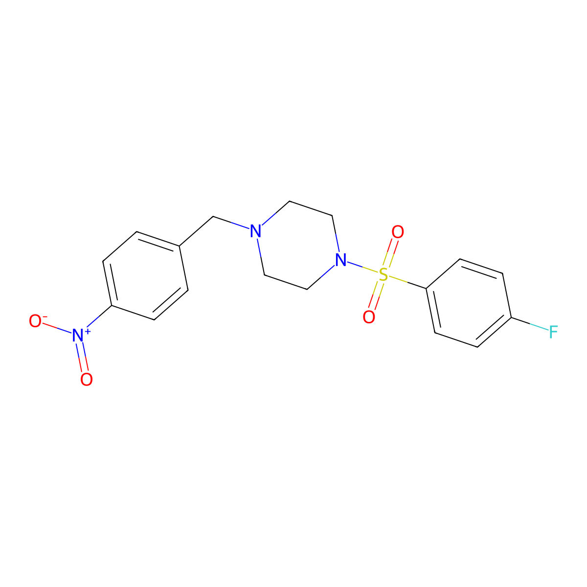 1-[(4-Fluorophenyl)sulfonyl]-4-(4-nitrobenzyl)piperazine molecular structure, CAS 428849-76-7