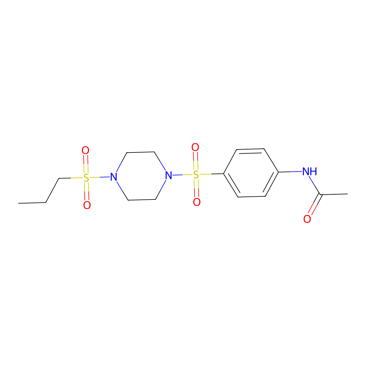 N-[4-(4-propylsulfonylpiperazin-1-yl)sulfonylphenyl]acetamide molecular structure, CAS 428849-91-6