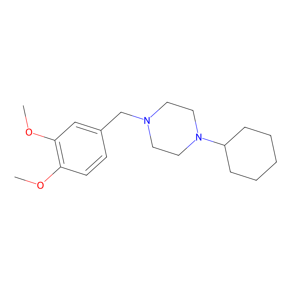 1-Cyclohexyl-4-(3,4-dimethoxybenzyl)piperazine molecular structure, CAS 428849-92-7