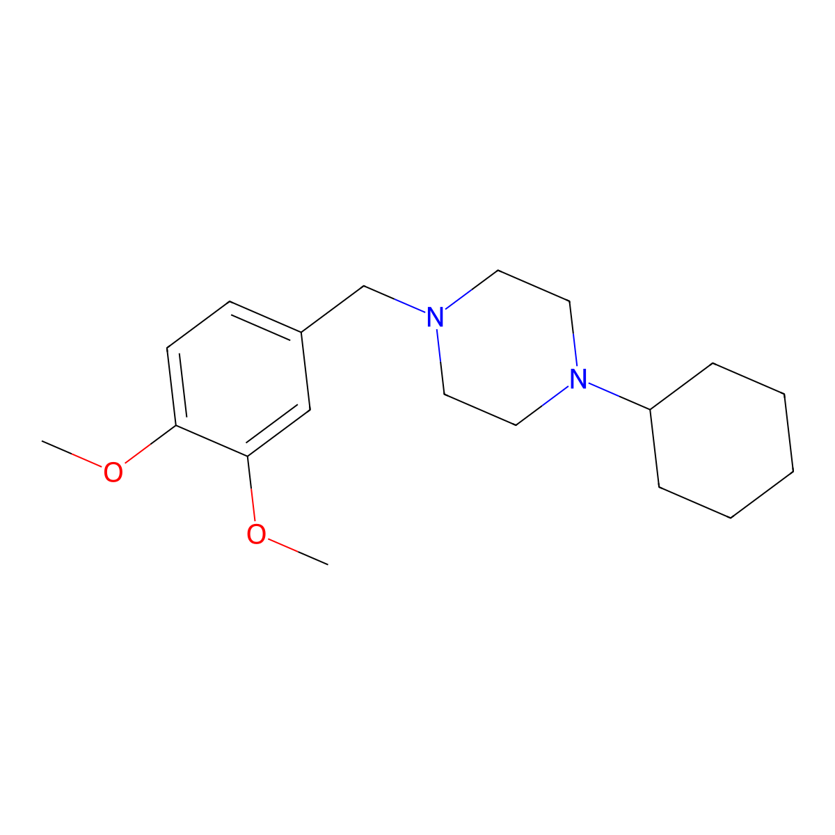 1-Cyclohexyl-4-(3,4-dimethoxybenzyl)piperazine molecular structure, CAS 428849-92-7