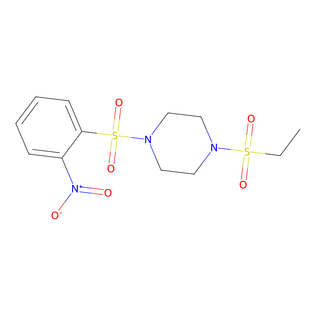 1-Ethylsulfonyl-4-(2-nitrophenyl)sulfonylpiperazine molecular structure, CAS 428849-95-0
