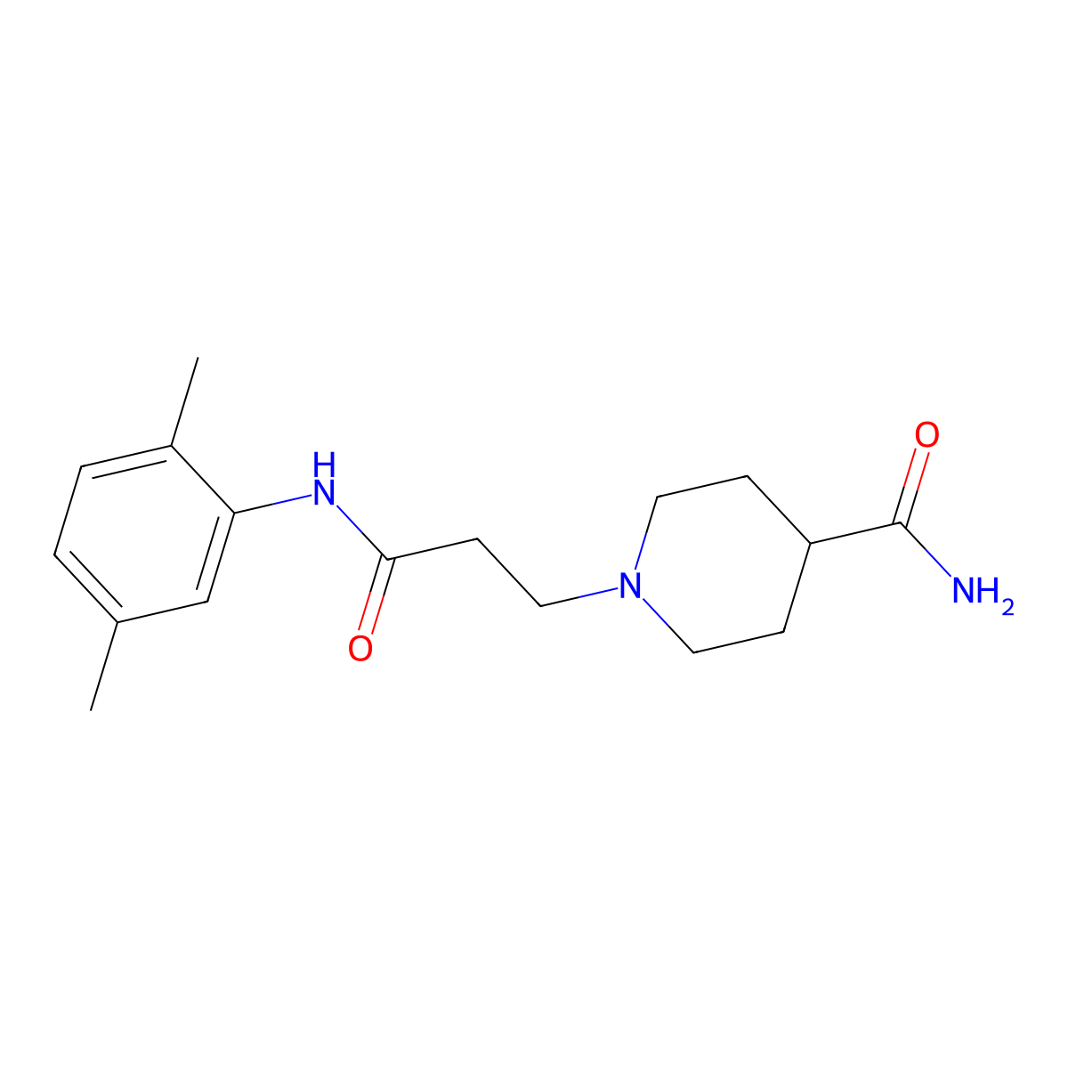1-[3-(2,5-Dimethylanilino)-3-oxopropyl]-4-piperidinecarboxamide molecular structure, CAS 428849-97-2
