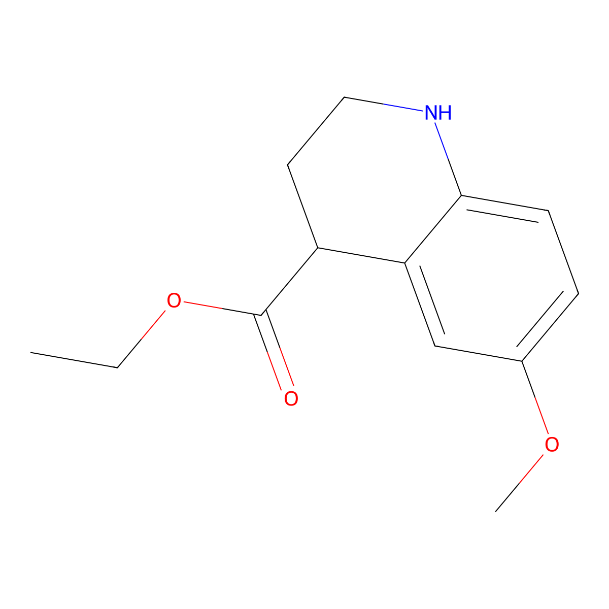 Ethyl 6-methoxy-1,2,3,4-tetrahydroquinoline-4-carboxylate molecular structure, CAS 42885-36-9