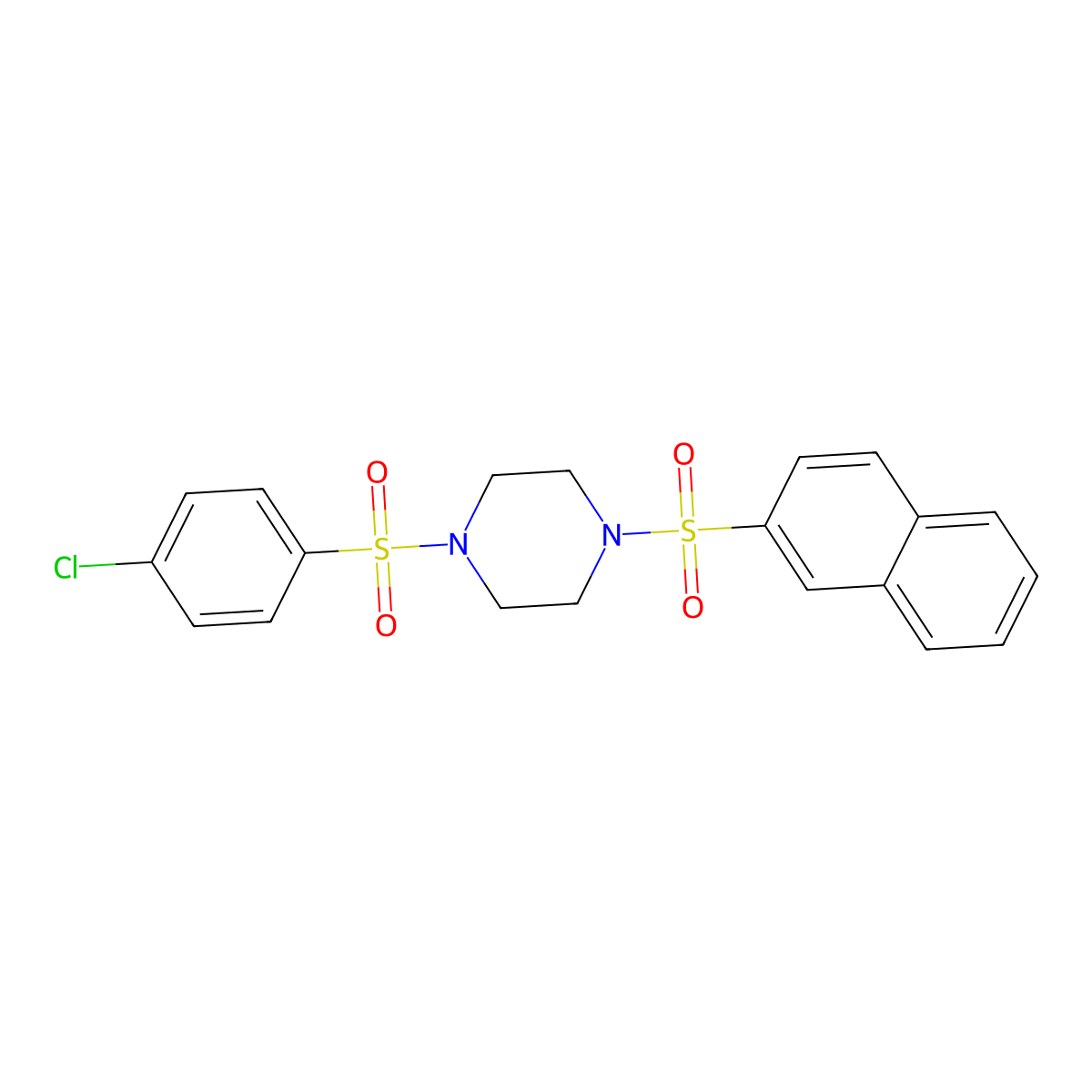 1-(4-Chlorophenyl)sulfonyl-4-naphthalen-2-ylsulfonylpiperazine molecular structure, CAS 428850-05-9