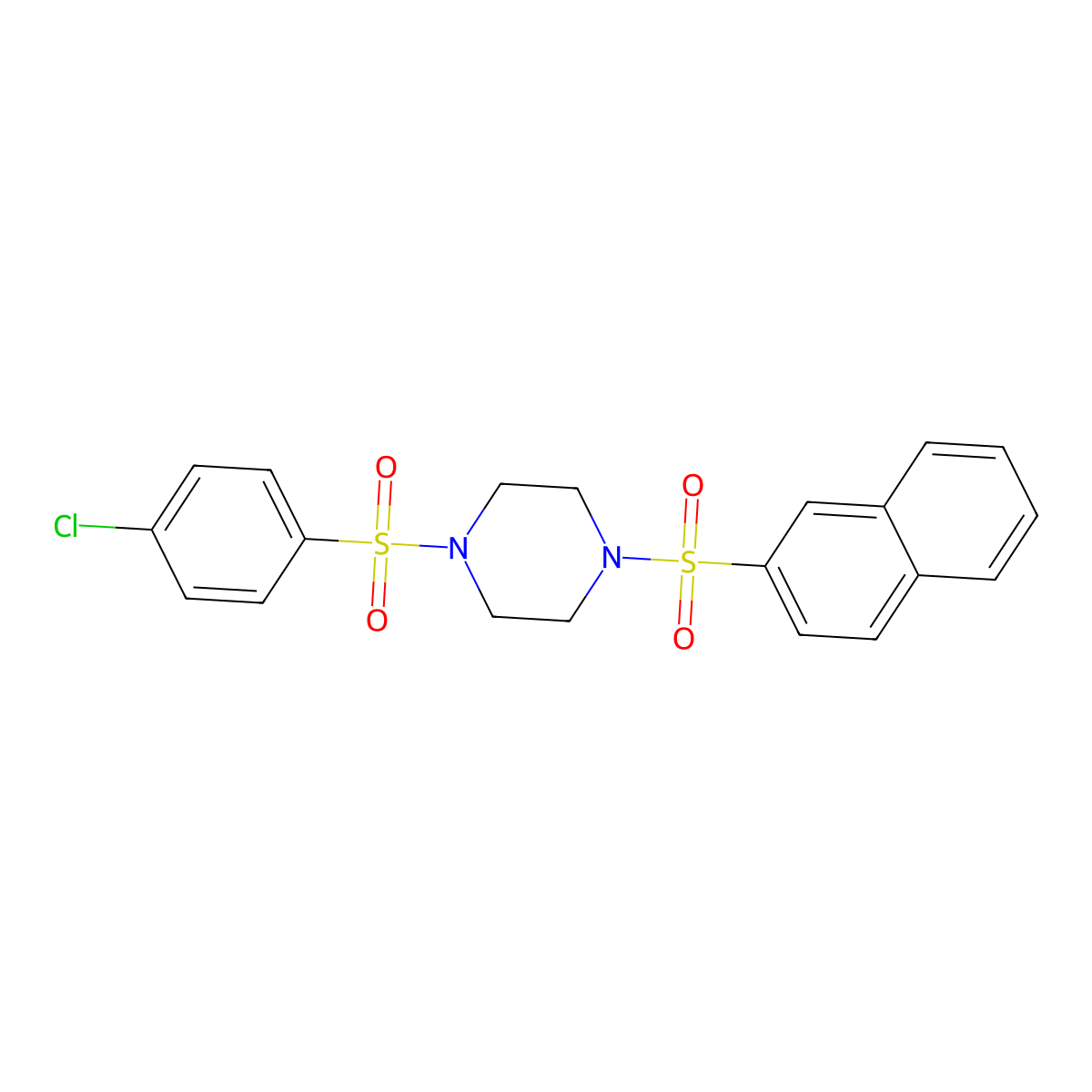 1-(4-Chlorophenyl)sulfonyl-4-naphthalen-2-ylsulfonylpiperazine molecular structure, CAS 428850-05-9