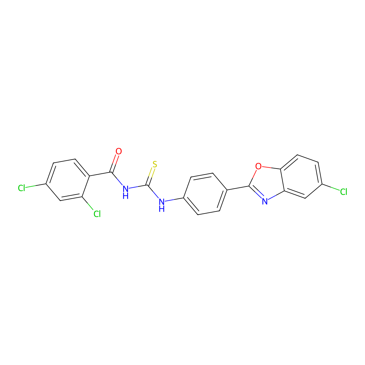 2,4-dichloro-N-[[4-(5-chloro-1,3-benzoxazol-2-yl)phenyl]carbamothioyl]benzamide molecular structure, CAS 428850-11-7