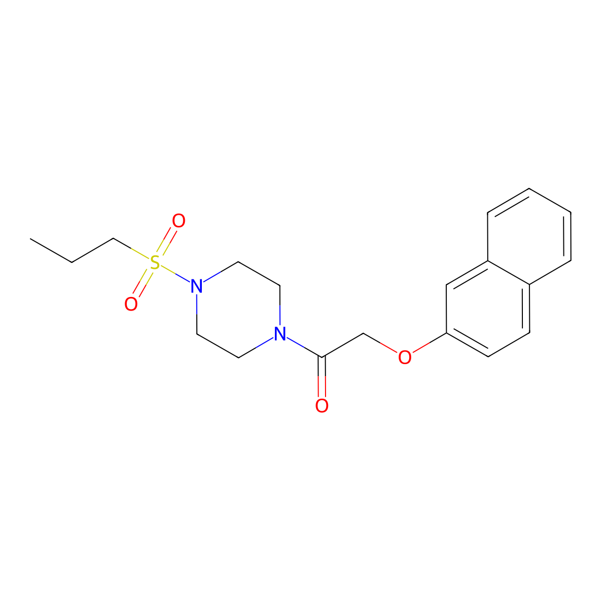 2-Naphthalen-2-yloxy-1-(4-propylsulfonylpiperazin-1-yl)ethanone molecular structure, CAS 428850-13-9