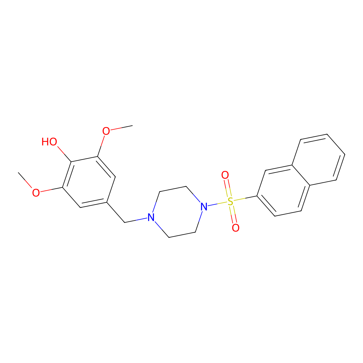 2,6-Dimethoxy-4-[(4-naphthalen-2-ylsulfonylpiperazin-1-yl)methyl]phenol molecular structure, CAS 428850-14-0