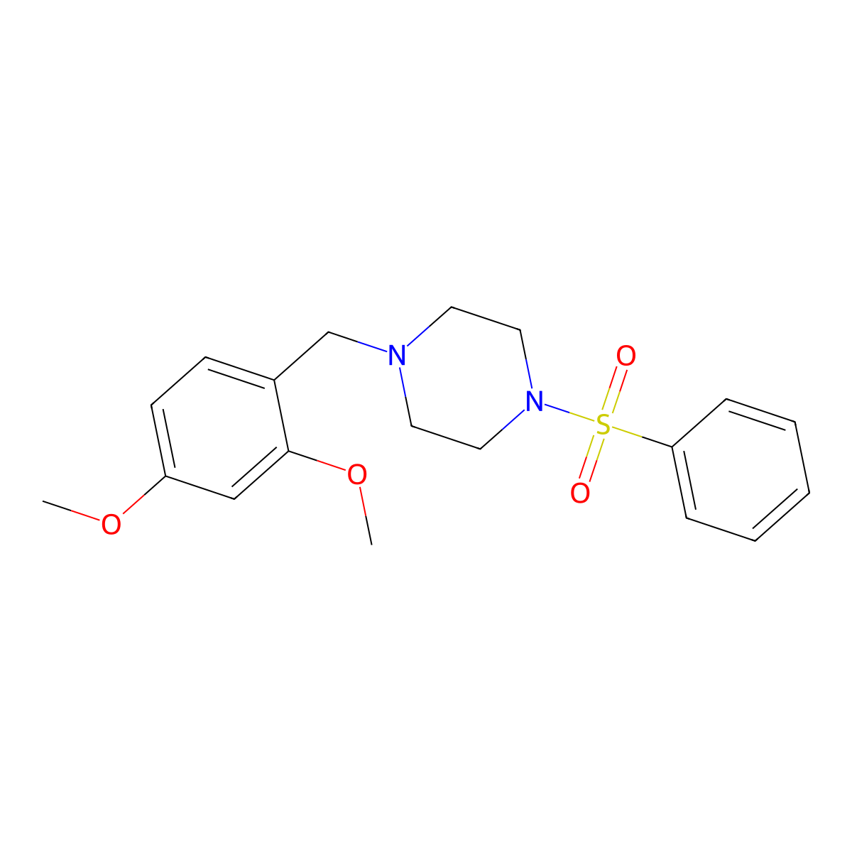 1-(Benzenesulfonyl)-4-[(2,4-dimethoxyphenyl)methyl]piperazine molecular structure, CAS 428850-17-3