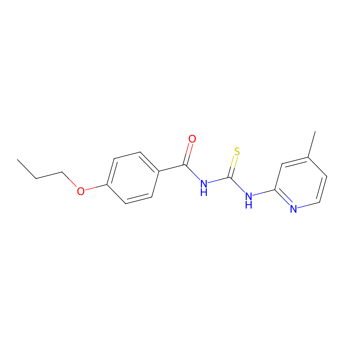 N-[(4-methylpyridin-2-yl)carbamothioyl]-4-propoxybenzamide molecular structure, CAS 428850-26-4