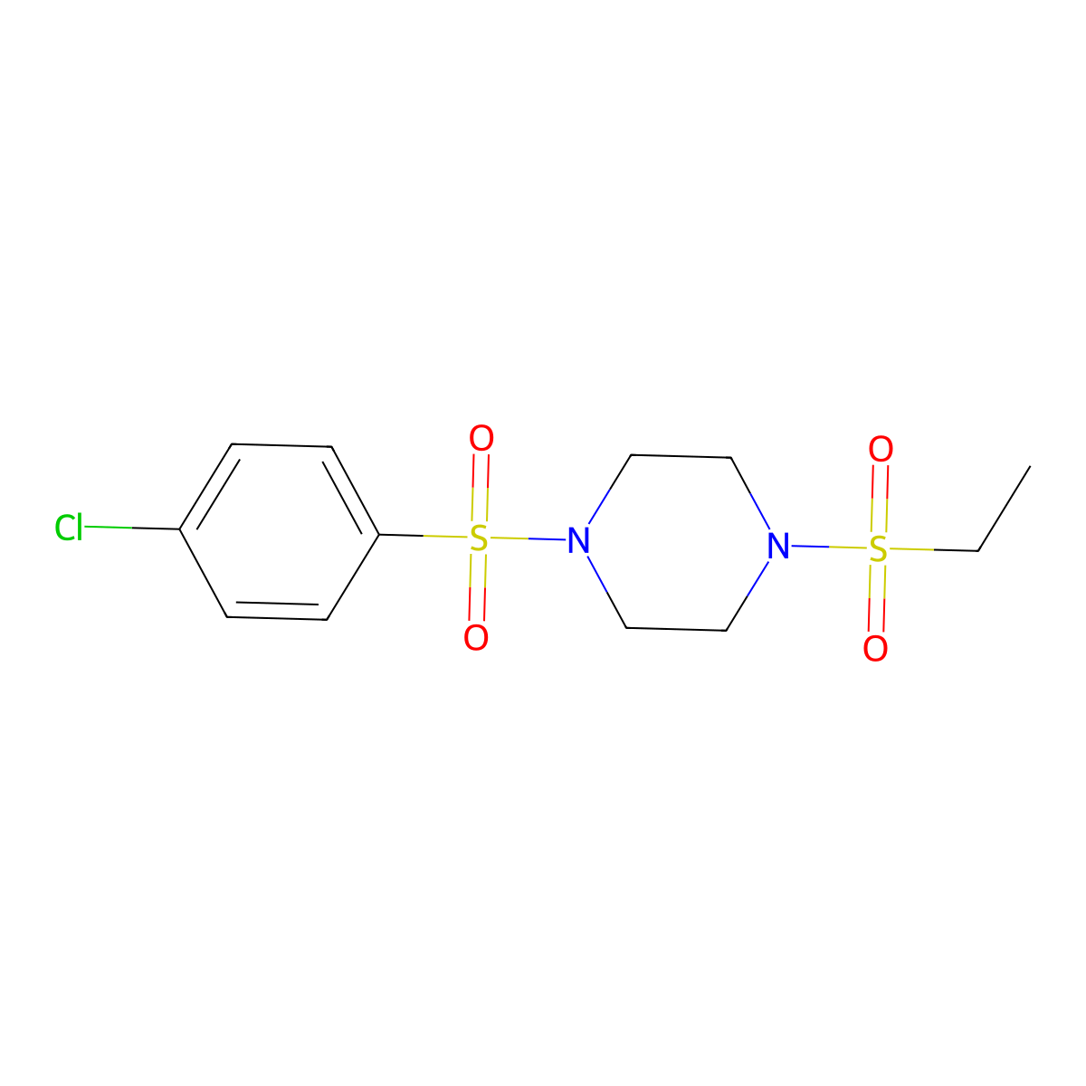 1-(4-Chlorophenyl)sulfonyl-4-ethylsulfonylpiperazine molecular structure, CAS 428850-28-6