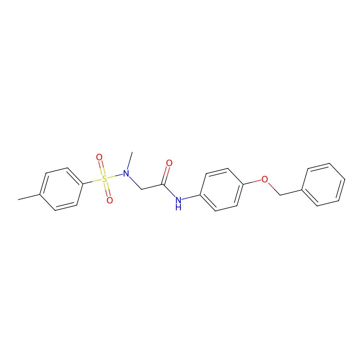2-[methyl-(4-methylphenyl)sulfonylamino]-N-(4-phenylmethoxyphenyl)acetamide molecular structure, CAS 428850-29-7