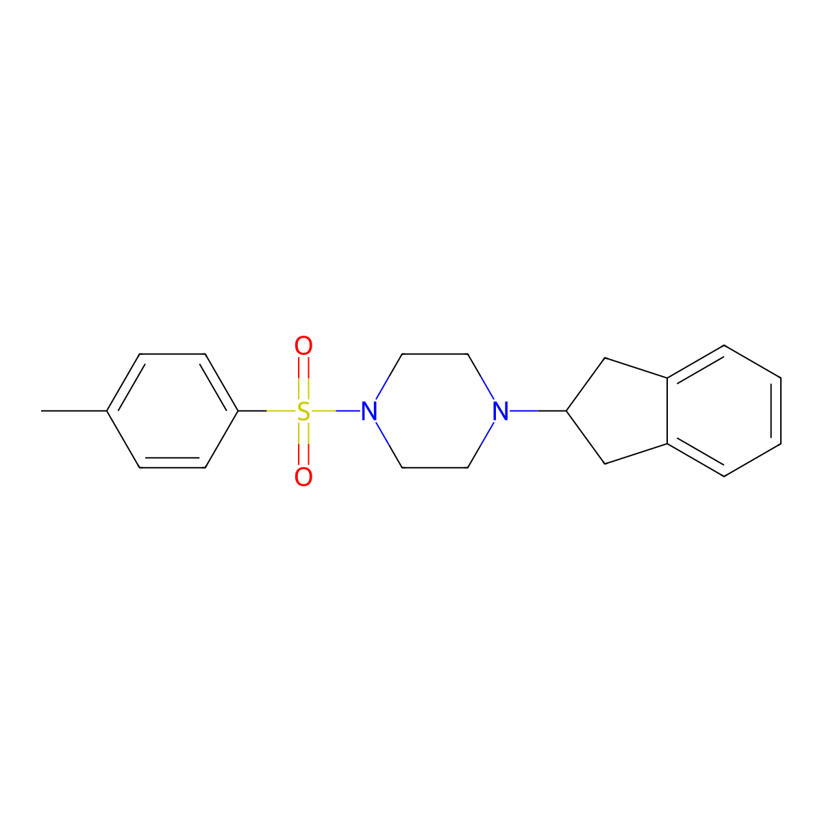 1-(2,3-dihydro-1H-inden-2-yl)-4-(4-methylphenyl)sulfonylpiperazine molecular structure, CAS 428850-32-2