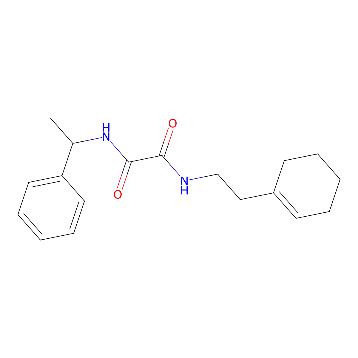N-[2-(cyclohexen-1-yl)ethyl]-N'-(1-phenylethyl)oxamide molecular structure, CAS 428850-37-7