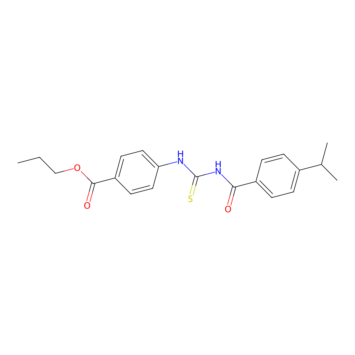 Propyl 4-[({[4-(propan-2-yl)phenyl]carbonyl}carbamothioyl)amino]benzoate molecular structure, CAS 428850-38-8