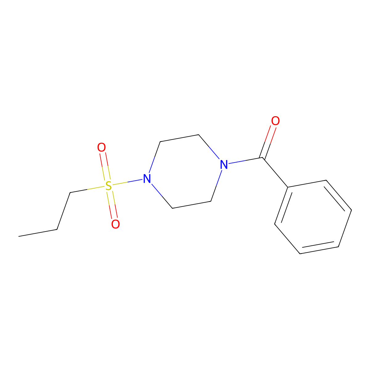 Phenyl-(4-propylsulfonylpiperazin-1-yl)methanone molecular structure, CAS 428850-45-7