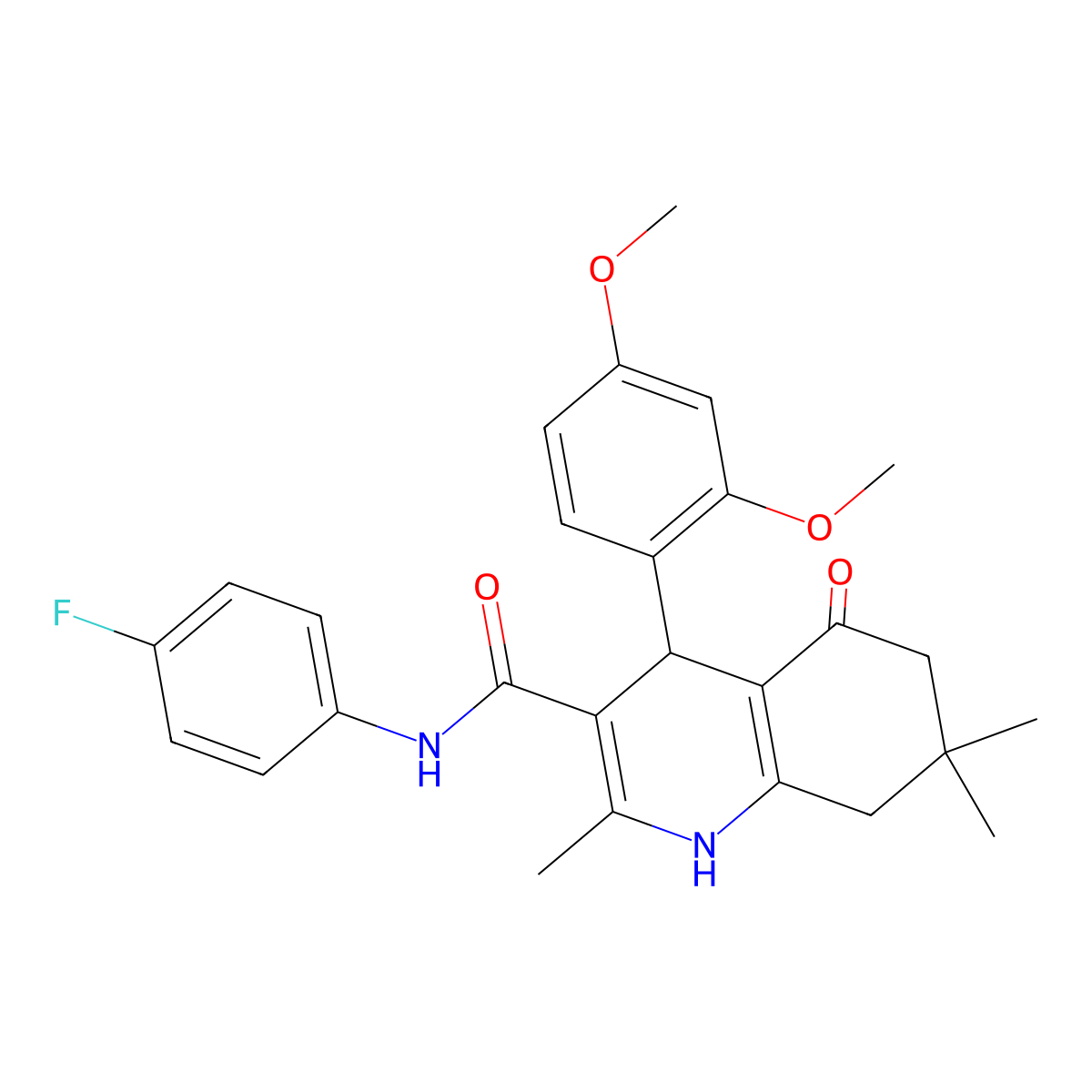 4-(2,4-dimethoxyphenyl)-N-(4-fluorophenyl)-2,7,7-trimethyl-5-oxo-1,4,6,8-tetrahydroquinoline-3-carboxamide molecular structure, CAS 428850-46-8
