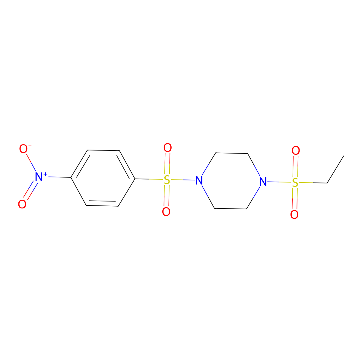 1-Ethylsulfonyl-4-(4-nitrophenyl)sulfonylpiperazine molecular structure, CAS 428850-52-6