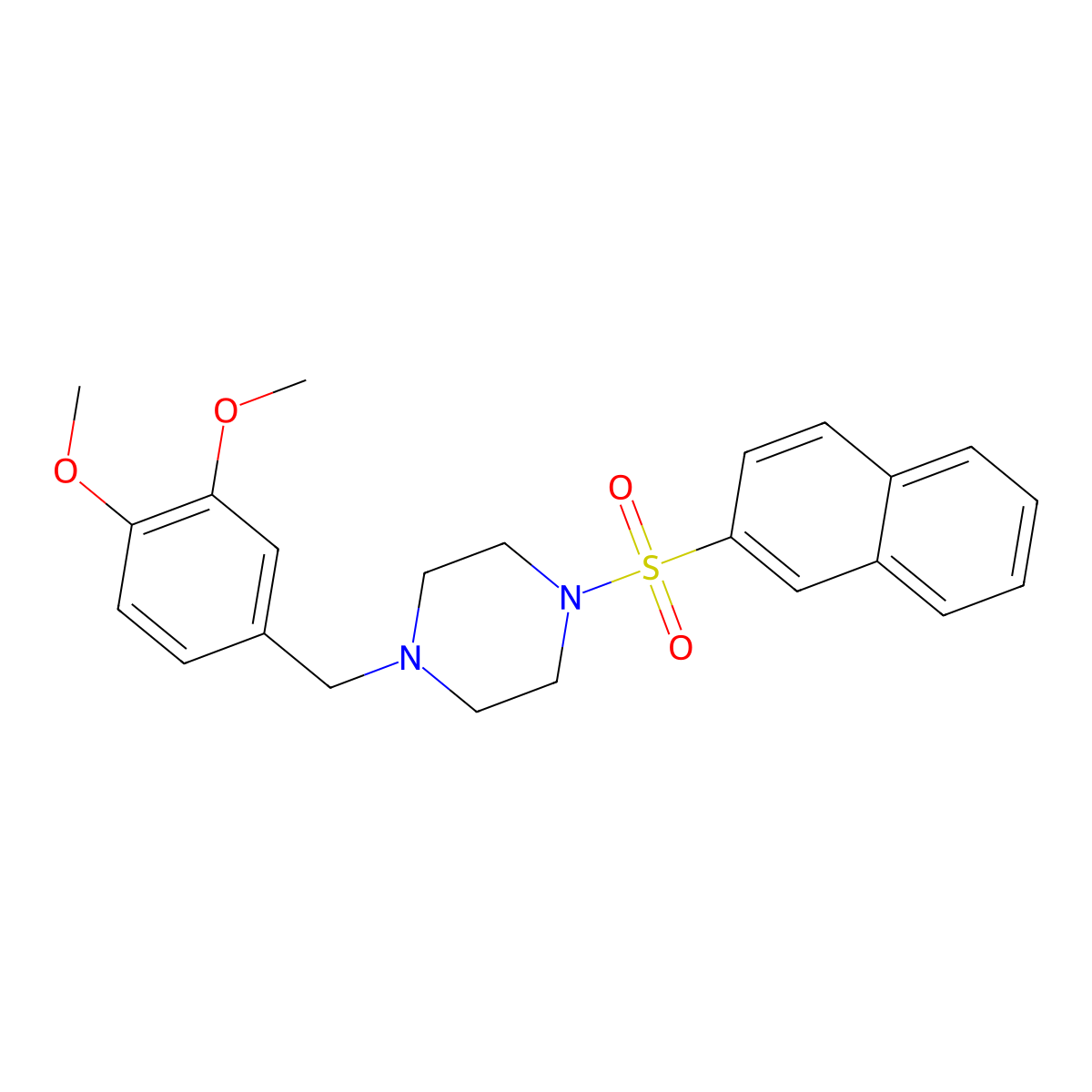 1-(3,4-Dimethoxybenzyl)-4-(naphthalen-2-ylsulfonyl)piperazine molecular structure, CAS 428850-59-3