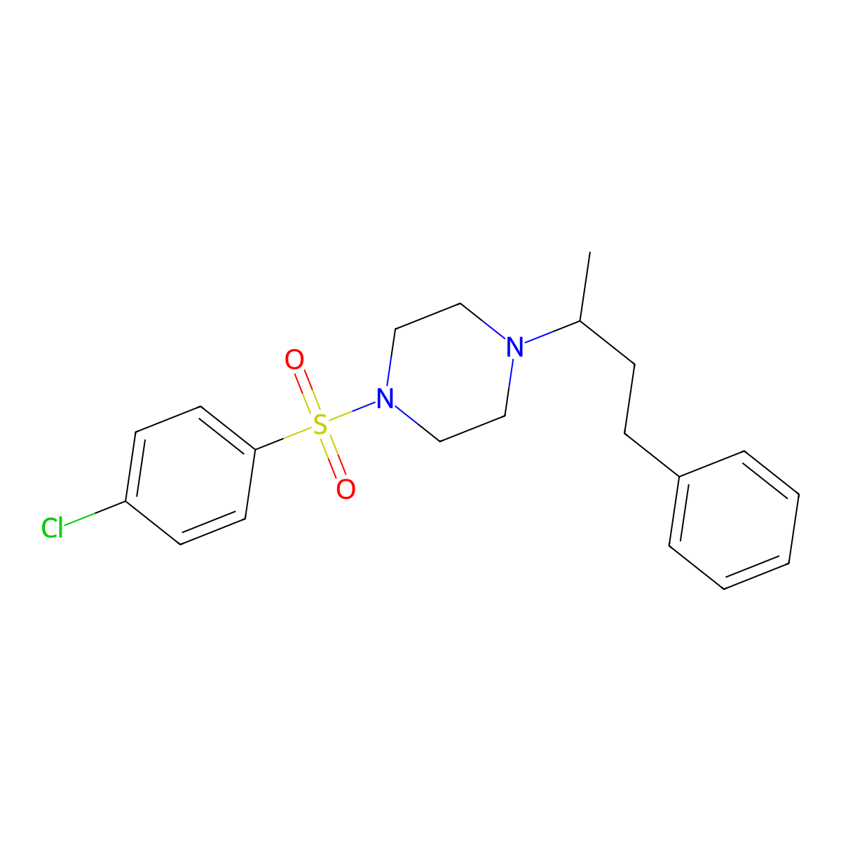 1-(4-Chlorophenyl)sulfonyl-4-(4-phenylbutan-2-yl)piperazine molecular structure, CAS 428850-60-6