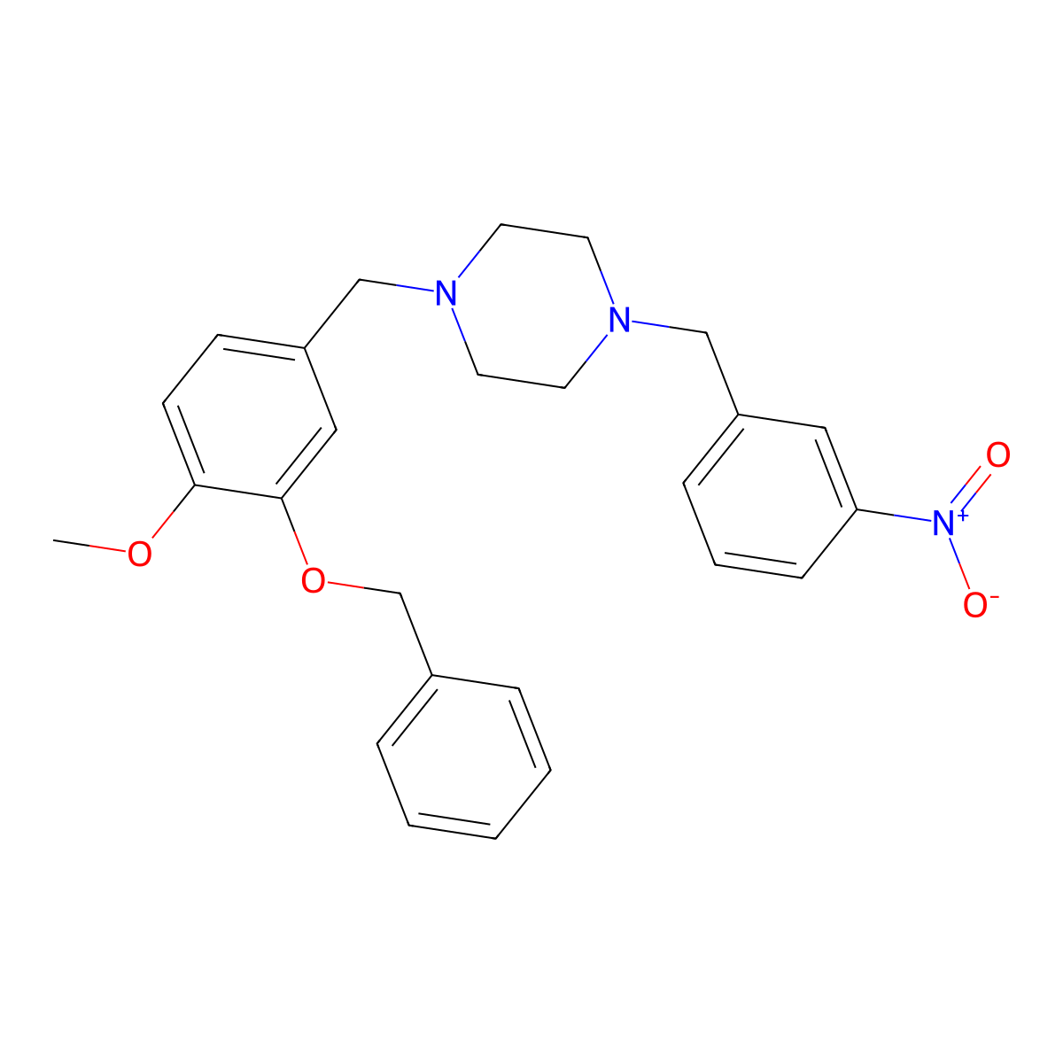 1-[3-(Benzyloxy)-4-methoxybenzyl]-4-(3-nitrobenzyl)piperazine molecular structure, CAS 428850-63-9