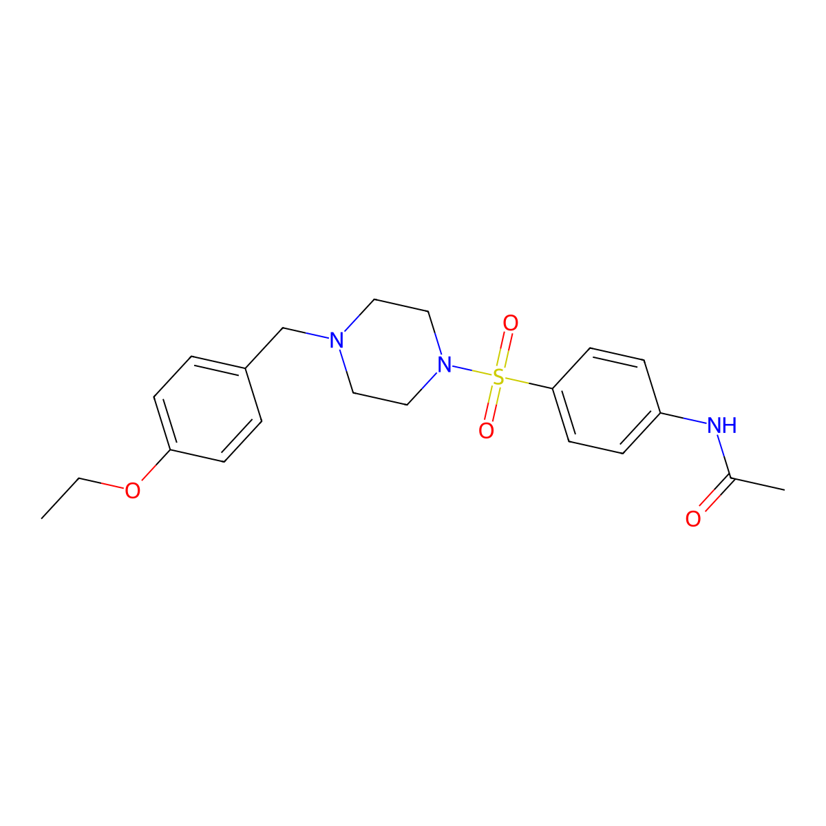 N-[4-[4-[(4-ethoxyphenyl)methyl]piperazin-1-yl]sulfonylphenyl]acetamide molecular structure, CAS 428850-69-5