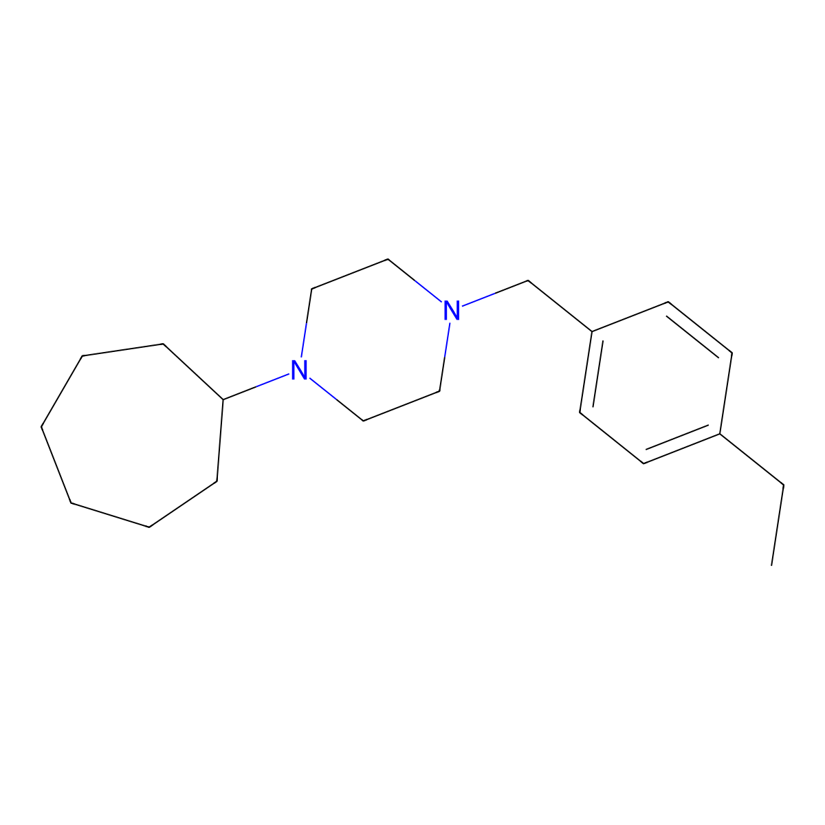 1-Cycloheptyl-4-[(4-ethylphenyl)methyl]piperazine molecular structure, CAS 428850-74-2